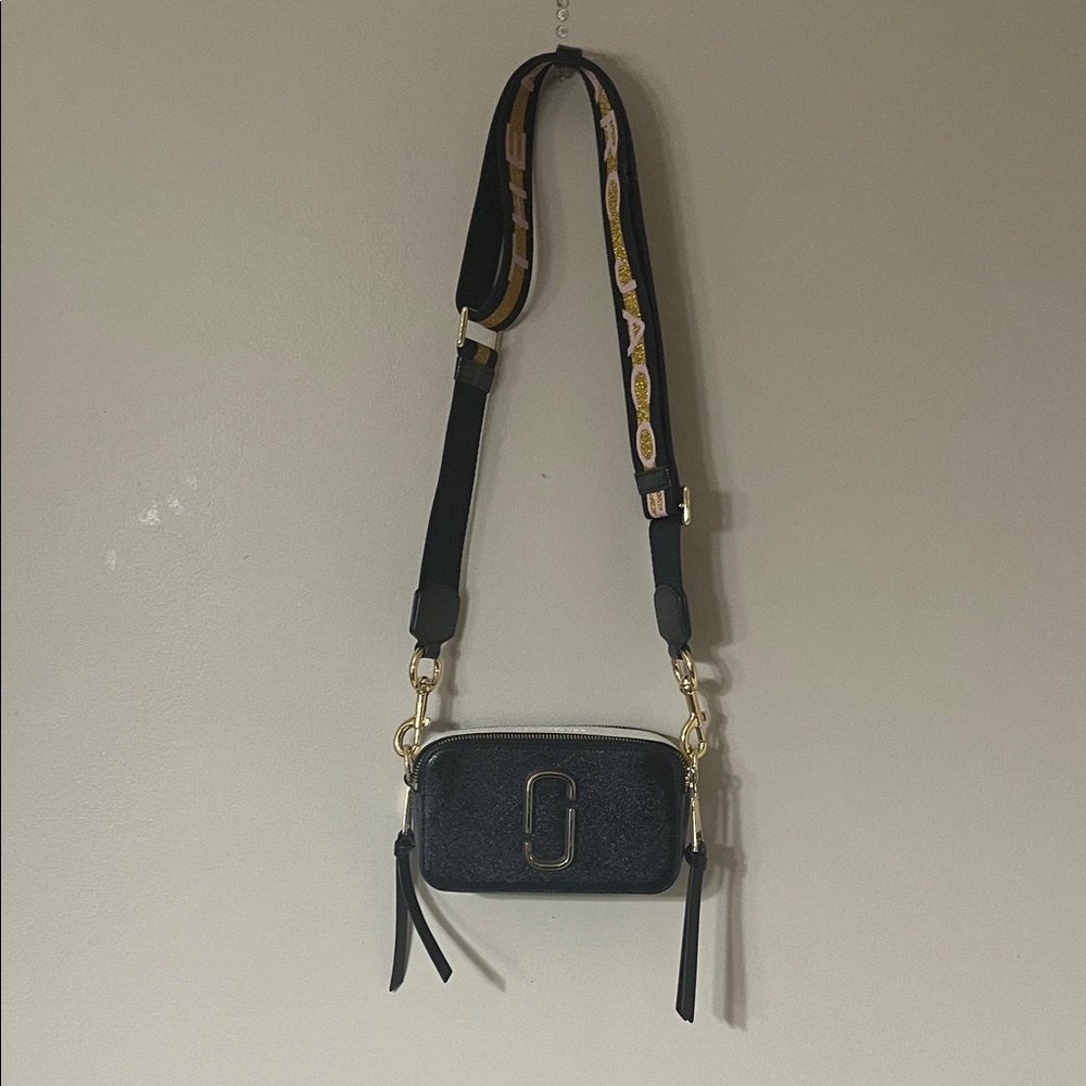 Marc Jacobs Black Leather Crossbody with Decorative Strap